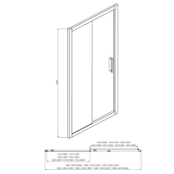 Душова кабіна пристінна DUSEL A-517B 130х80х195 розсувна, профіль чорний, скло прозоре 725 фото