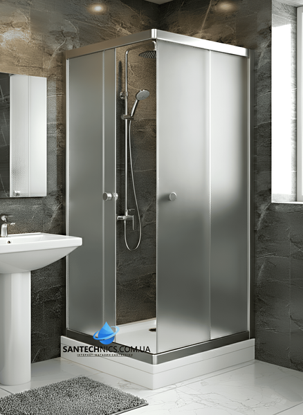 Душова кабіна Shower Titan 80x80х180 см без піддону розсувна для душу квадратна матове скло 5 мм Titan-80 фото